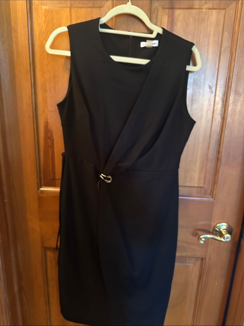 Calvin Klein Black Sleeveless Wrap-Detail Sheath Dress
